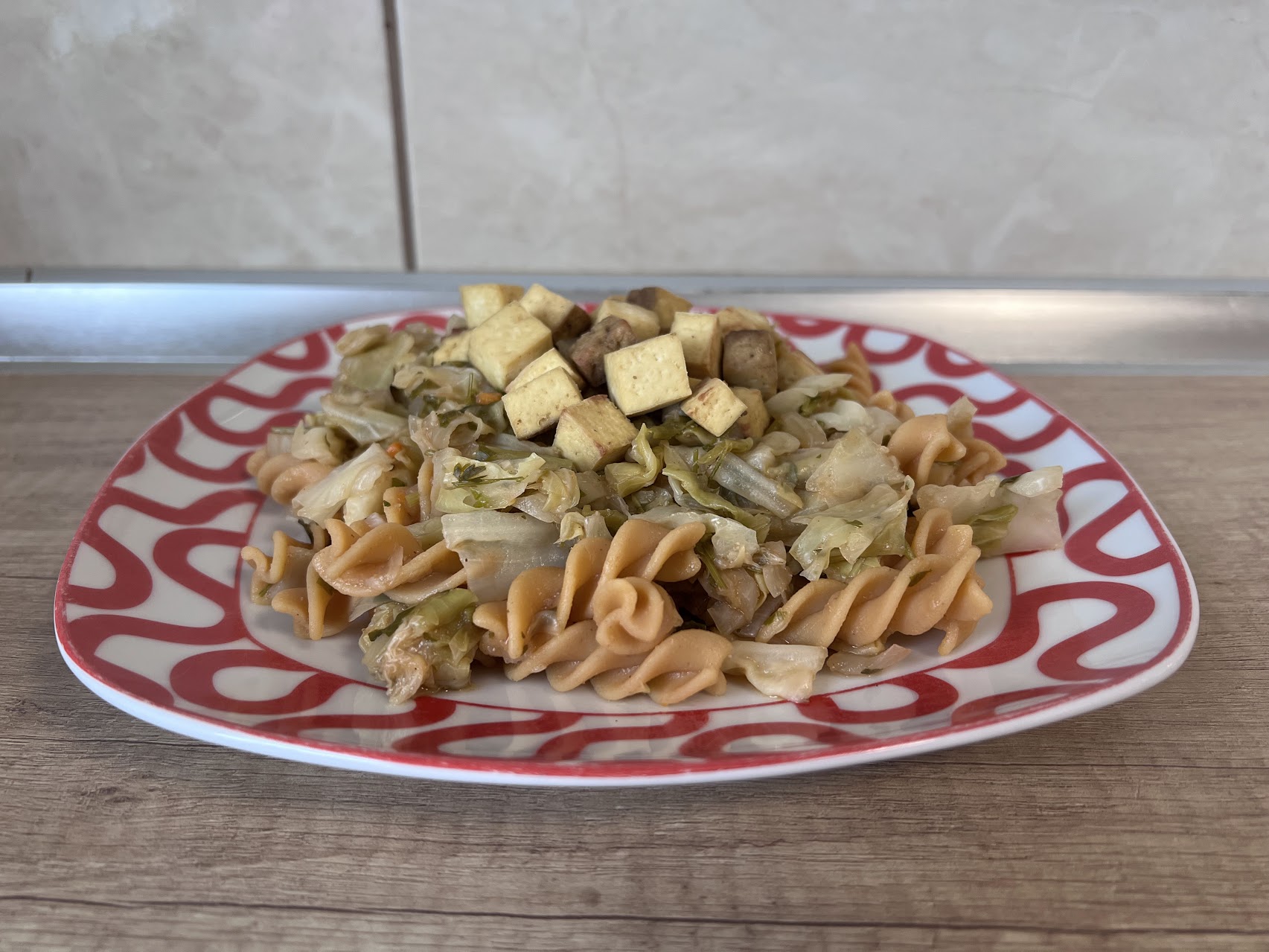 Chickpea Pasta with Cabbage and Tofu