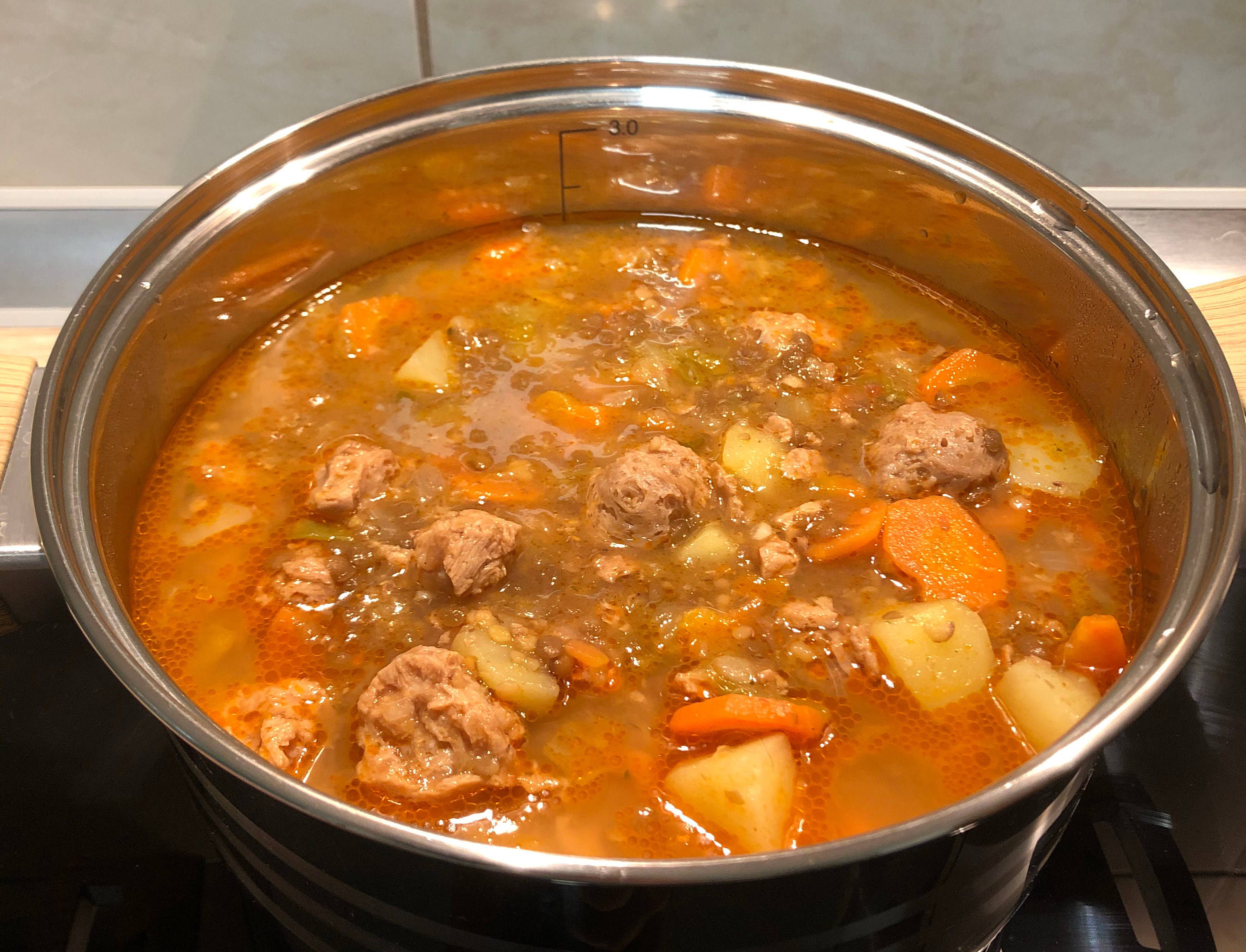 Hearty Vegan Lentil and Soy Chunk Stew