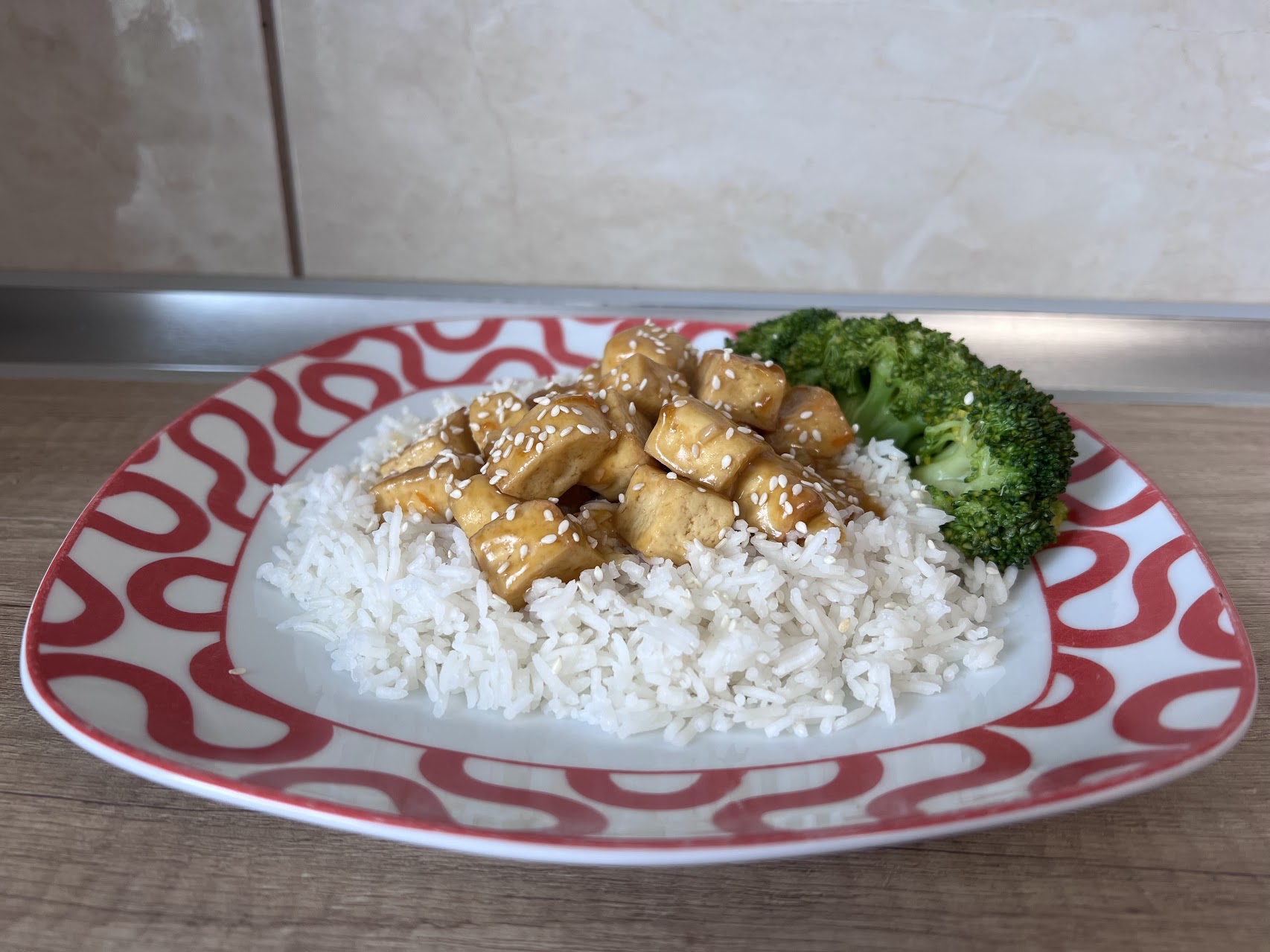 Orange Glazed Tofu with Rice