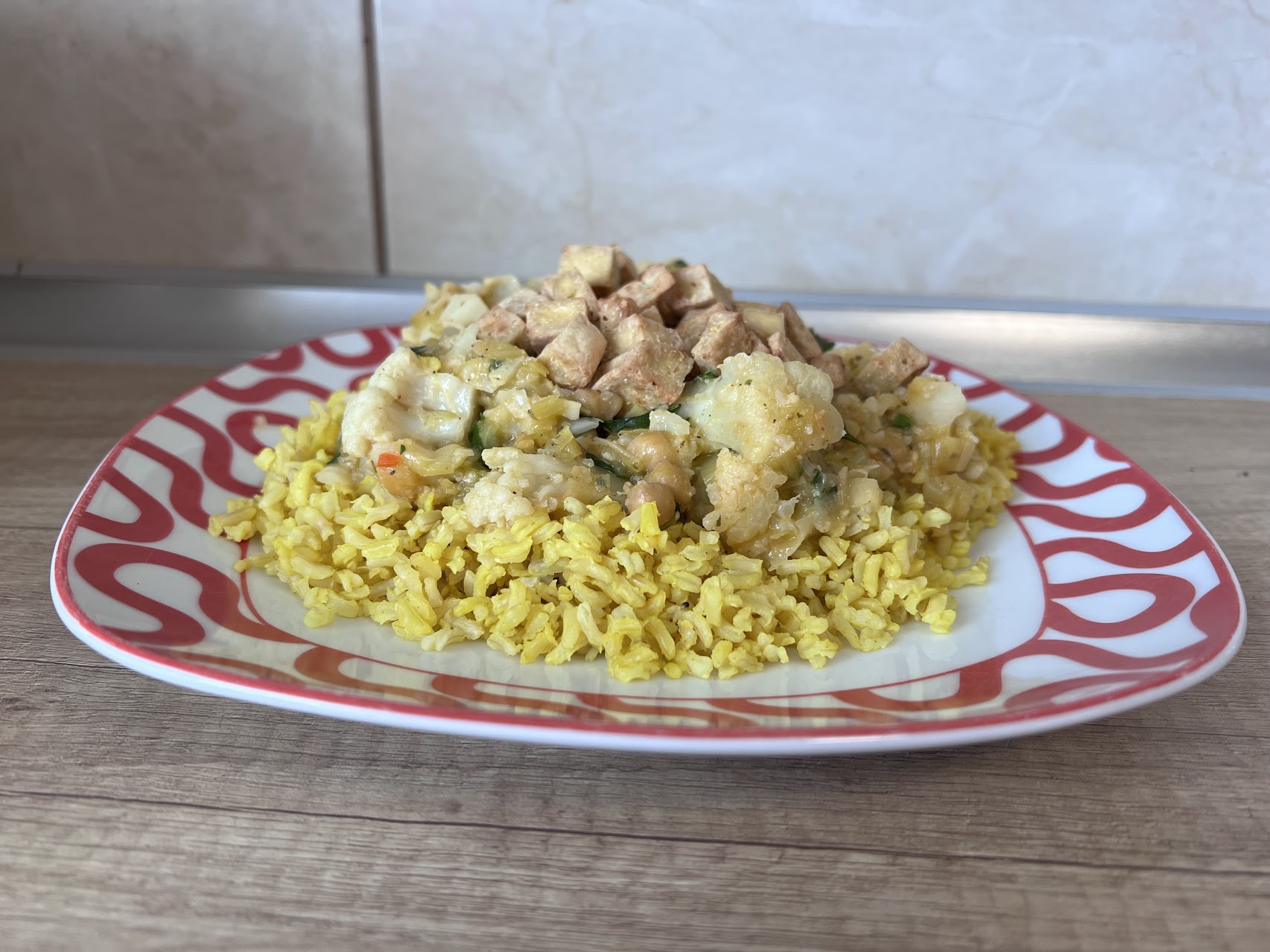 Oriental Rice with Chickpeas, Cauliflower, and Tofu