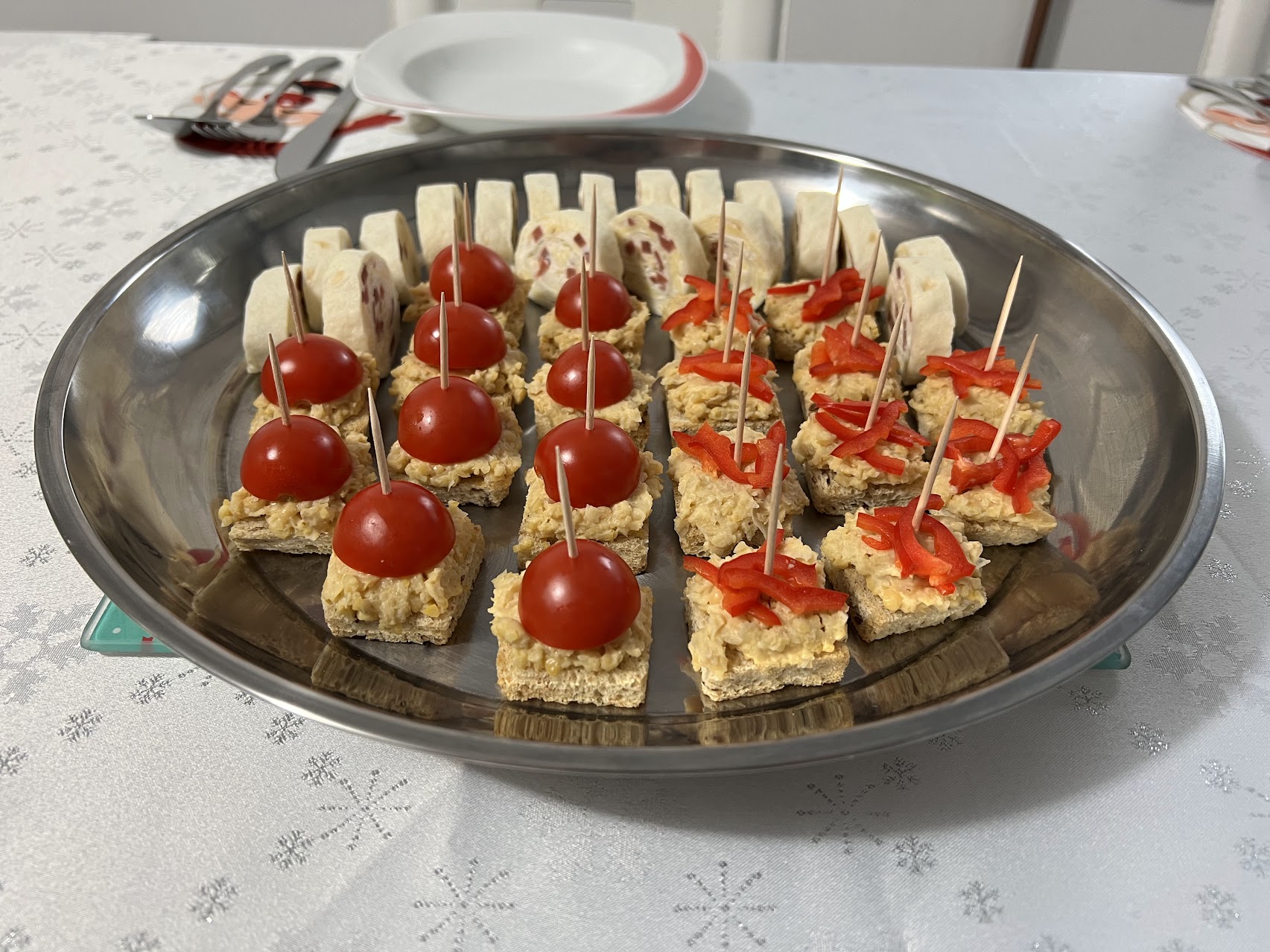 Toast Canapes with Chickpea Spread