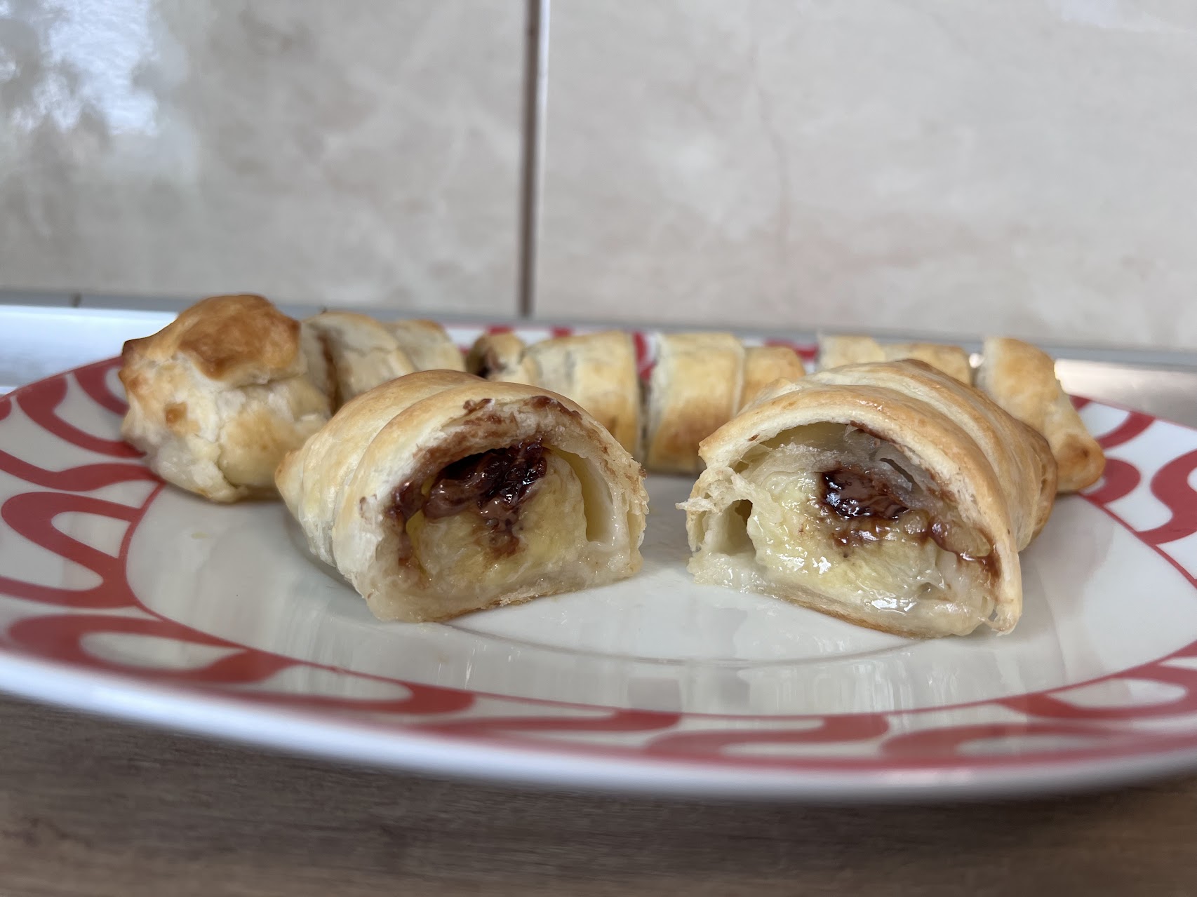 Vegan Banana with Chocolate Spread in Puff Pastry