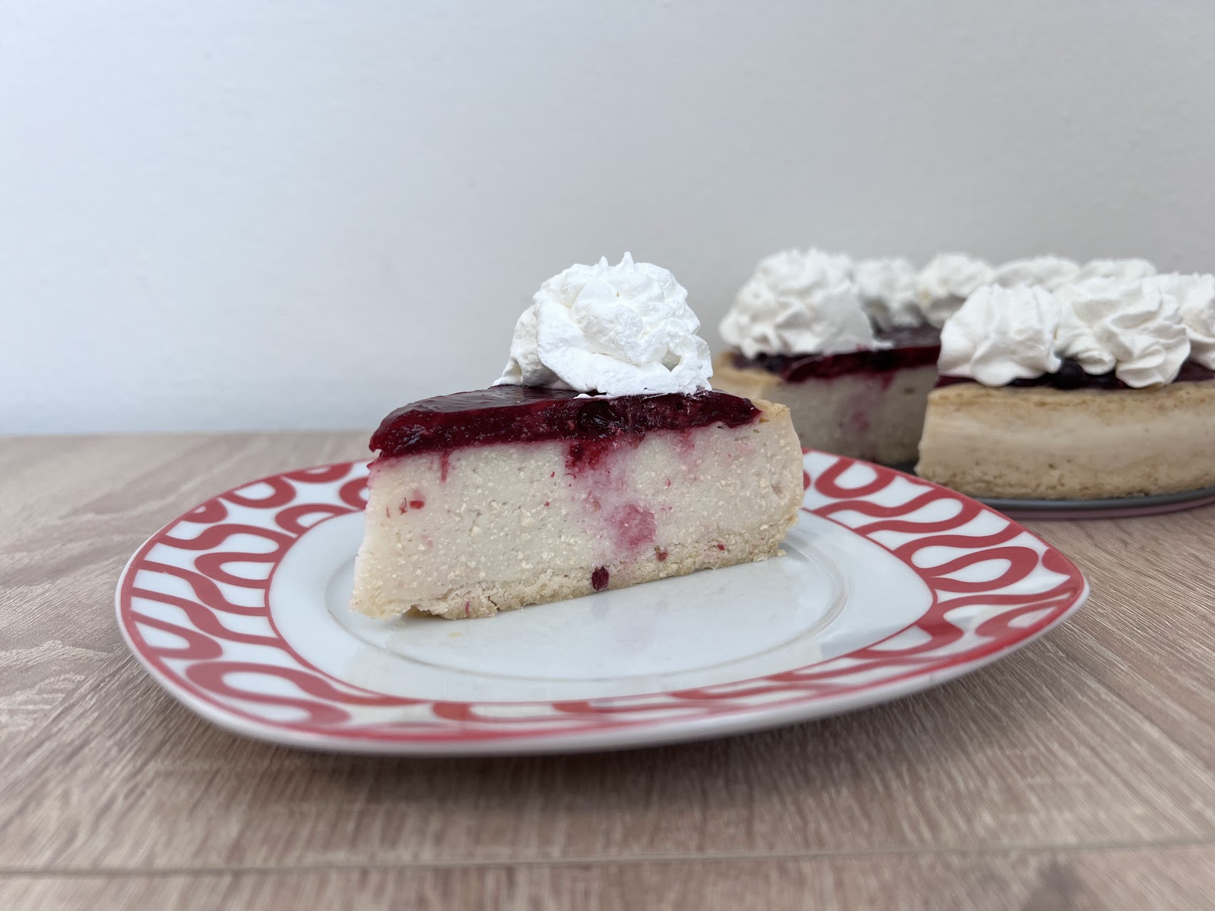 Vegan Lemon Cheesecake with Forest Fruit Topping