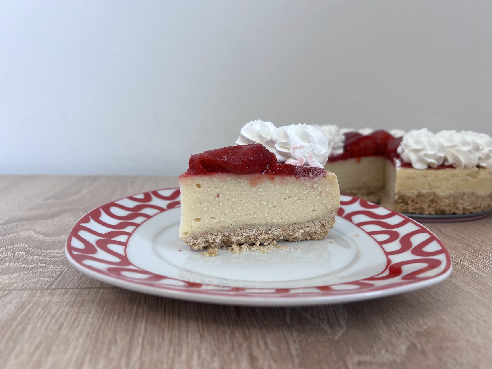 Vegan Vanilla Cheesecake with Strawberry Topping