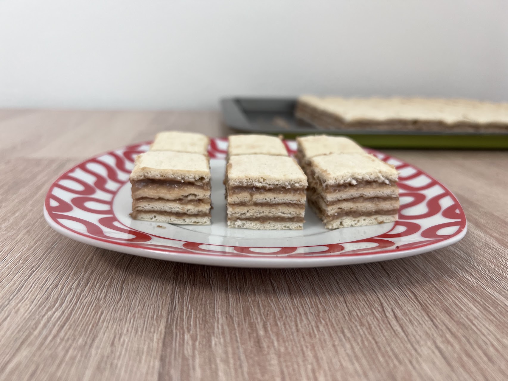 White Wafer Cake Bars with Walnuts